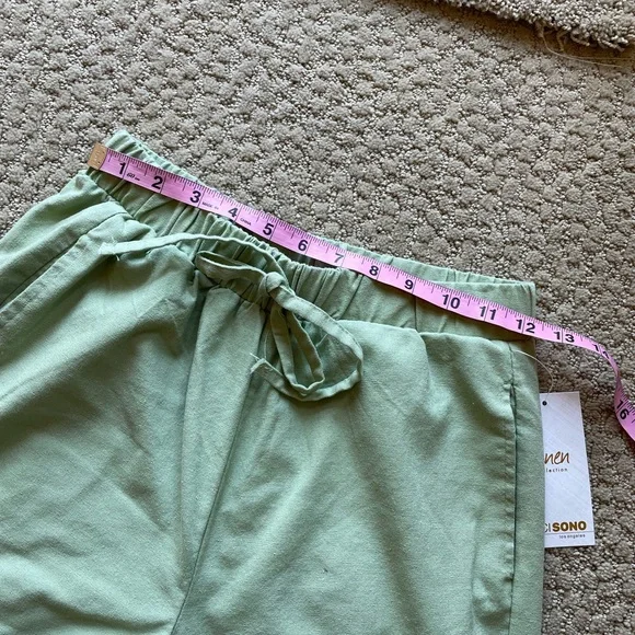 Green wide leg linen pants - Picture 6 of 10